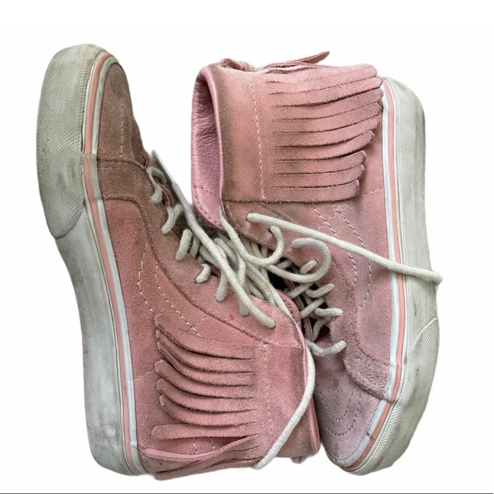 Vans girls pink suede fringe sneakers